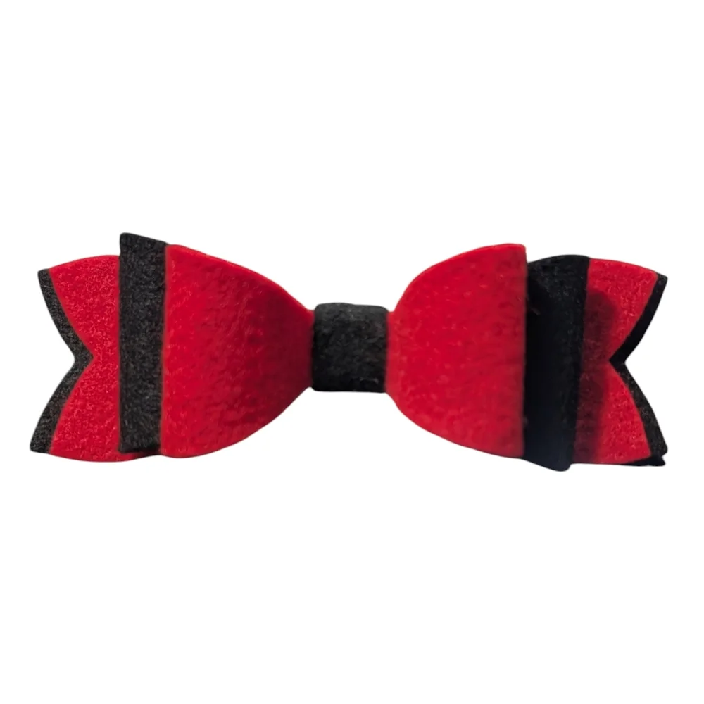 Black & Red Felt Hair Bow Clip